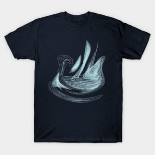 Tropical Island in Blue Abstract Art T-Shirt